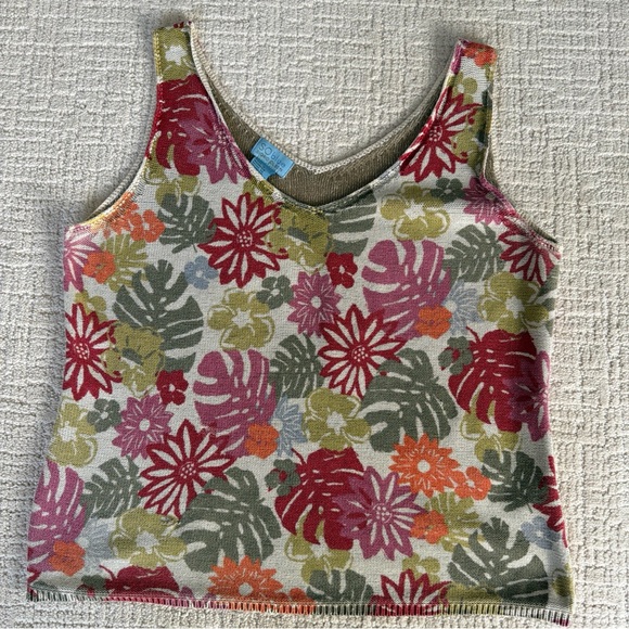 Sigrid Olsen Tops - Sigrid Olsen Floral Tank Top in Red, Pink, Orange, Green, Cream